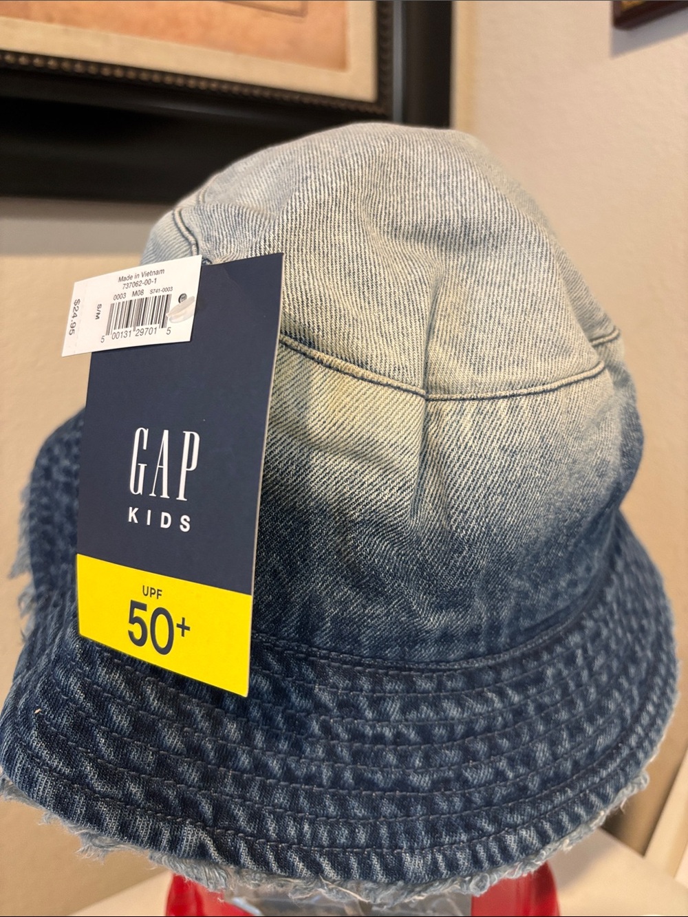 GAP Kids Denim Ombre Distressed Bucket Hat - Light to Dark Blue